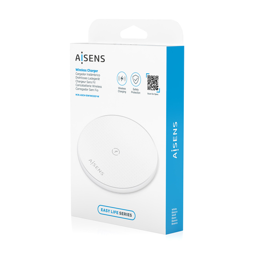 AISENS - CARGADOR INALAMBRICO USB-C 15W PARA MOVIL, BLANCO