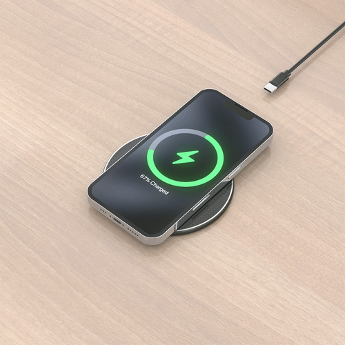 AISENS - CARGADOR INALAMBRICO USB-C 15W PARA MOVIL, NEGRO