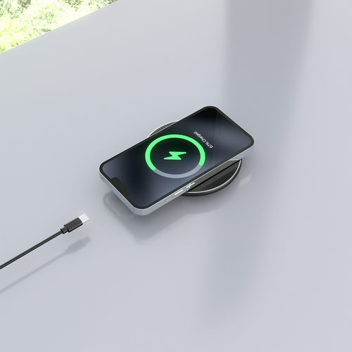 AISENS - CARGADOR INALAMBRICO USB-C 15W PARA MOVIL, NEGRO