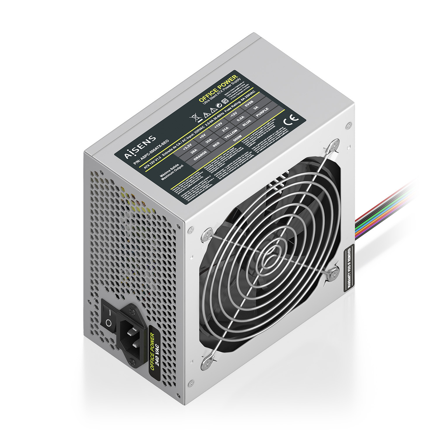 AISENS-FUENTE ALIMENTACION ATX 500W OEM, PLATA