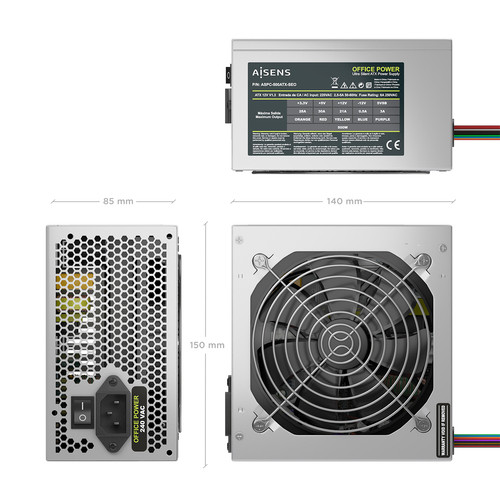 AISENS-FUENTE ALIMENTACION ATX 500W OEM, PLATA