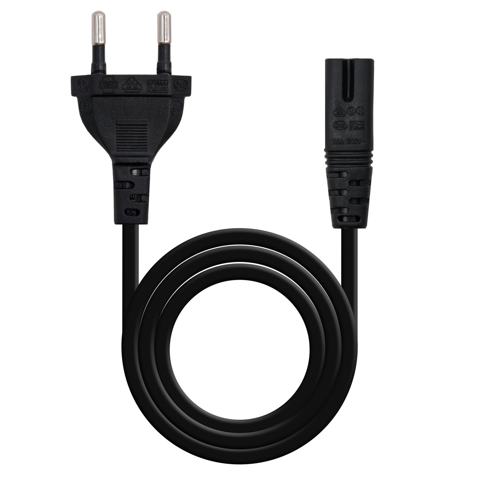 NANOCABLE CABLE ALIMENTACION FORMA 8, CEE7/16/M - C7/H, 2M