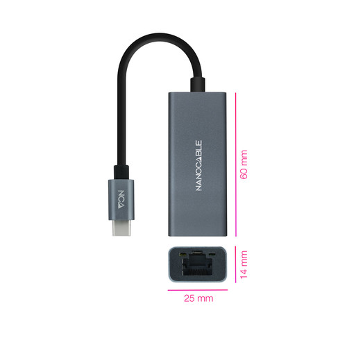 NANOCABLE Conversor USB-C a Ethernet Gigabit 10/100/1000 Mbps