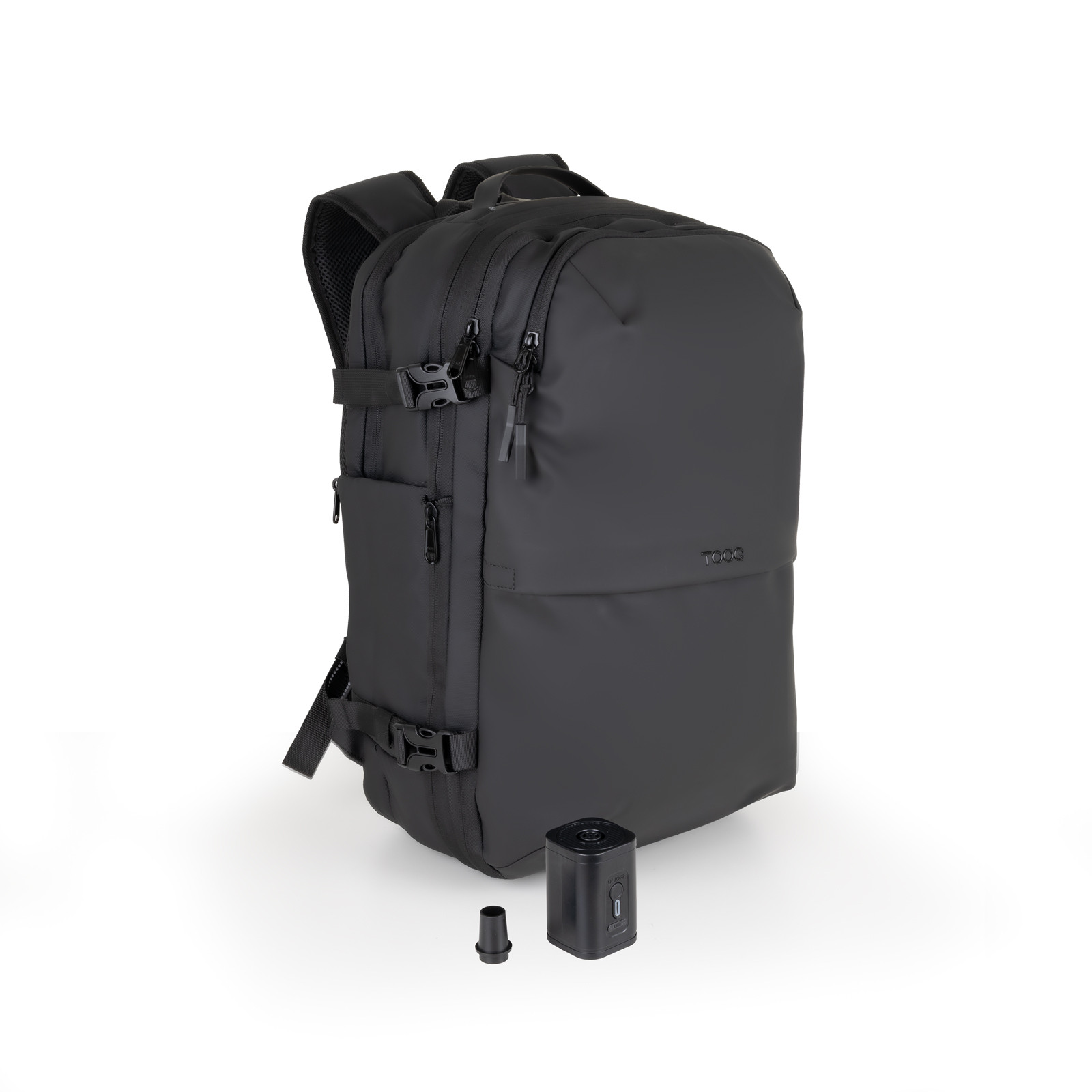 TOOQ MOCHILA DE VIAJE AL VACIO + BOMBA AIRE, NEGRO