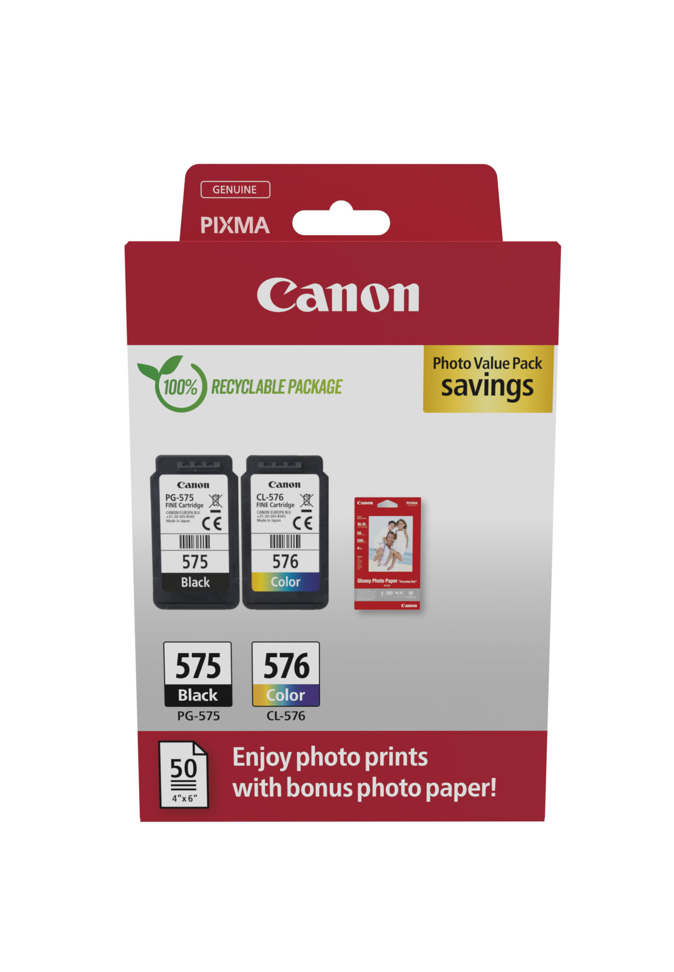 CANON Cartucho PG575/CL576 Photo Value Pack ECO +50h papel Photo ECOPACK carton