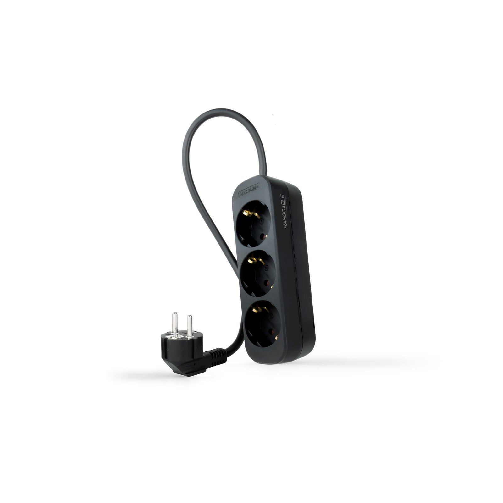 NANOCABLE REGLETA 3 TOMAS, 1.4 M NEGRA