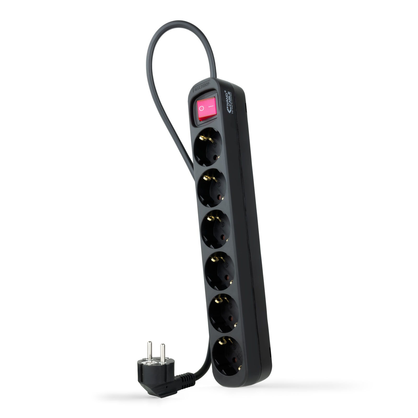 NANOCABLE REGLETA 6 TOMAS INTERRUPTOR 1.4 M NEGRA