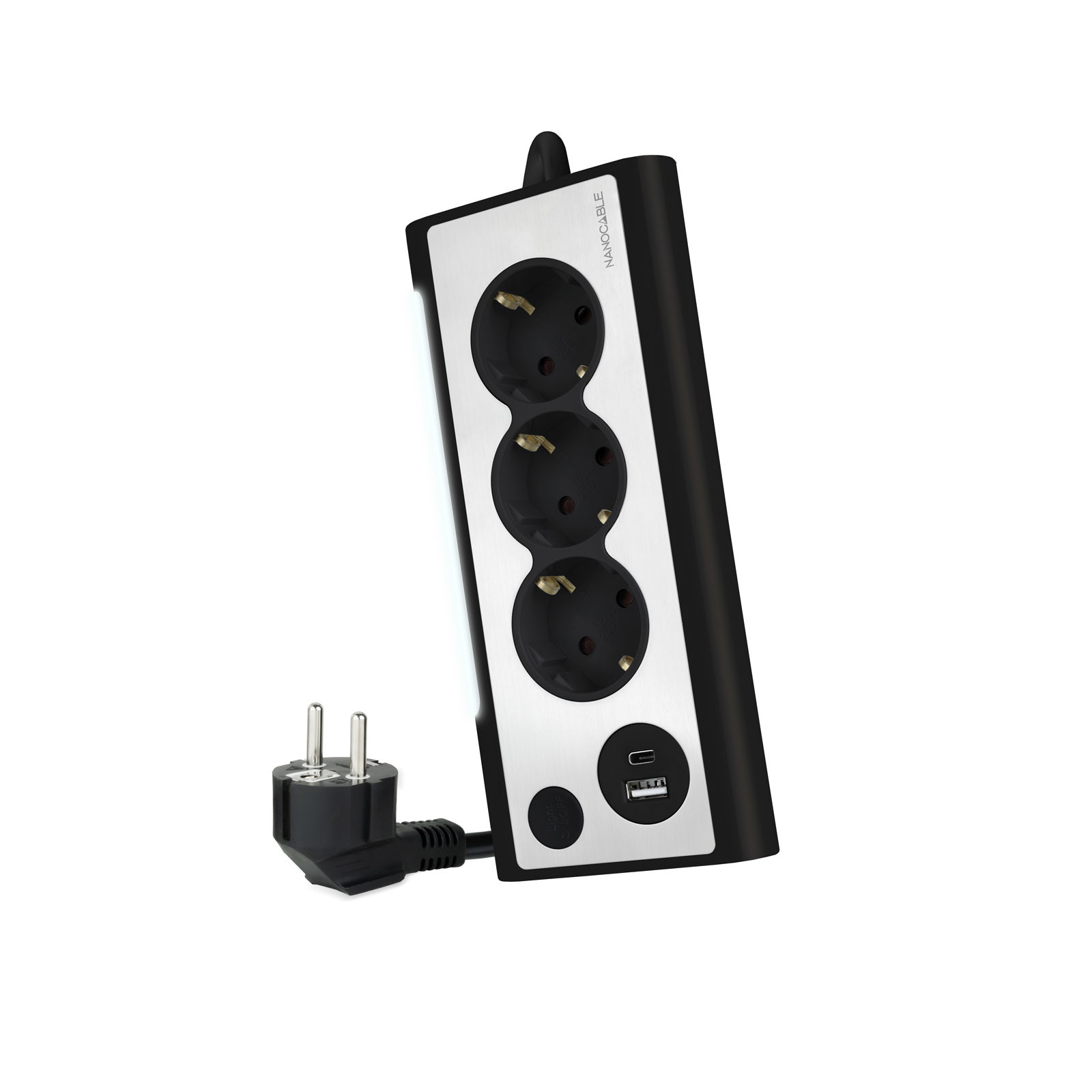 NANOCABLE REGLETA SOBREMESA 3 TOMAS + 2 USB´s NEGRA