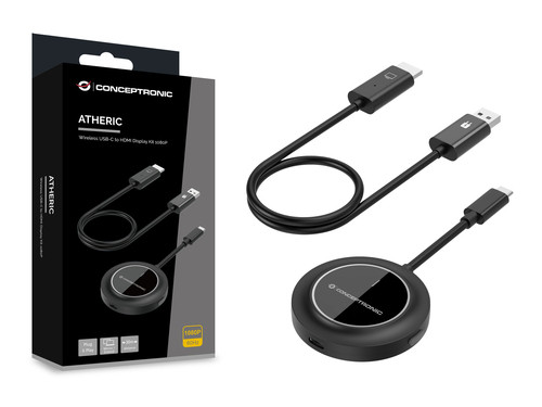 CONCEPTRONIC ATHERIC01B  Kit de pantalla inalambrico USB-C a HDMI 1080P