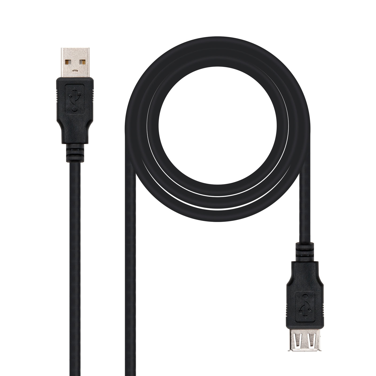 NANOCABLE CABLE USB 2.0, TIPO A/M-A/H, NEGRO, 1.0 M, 1 m, USB A, USB A, USB 2.0, Macho/Hembra, Negro