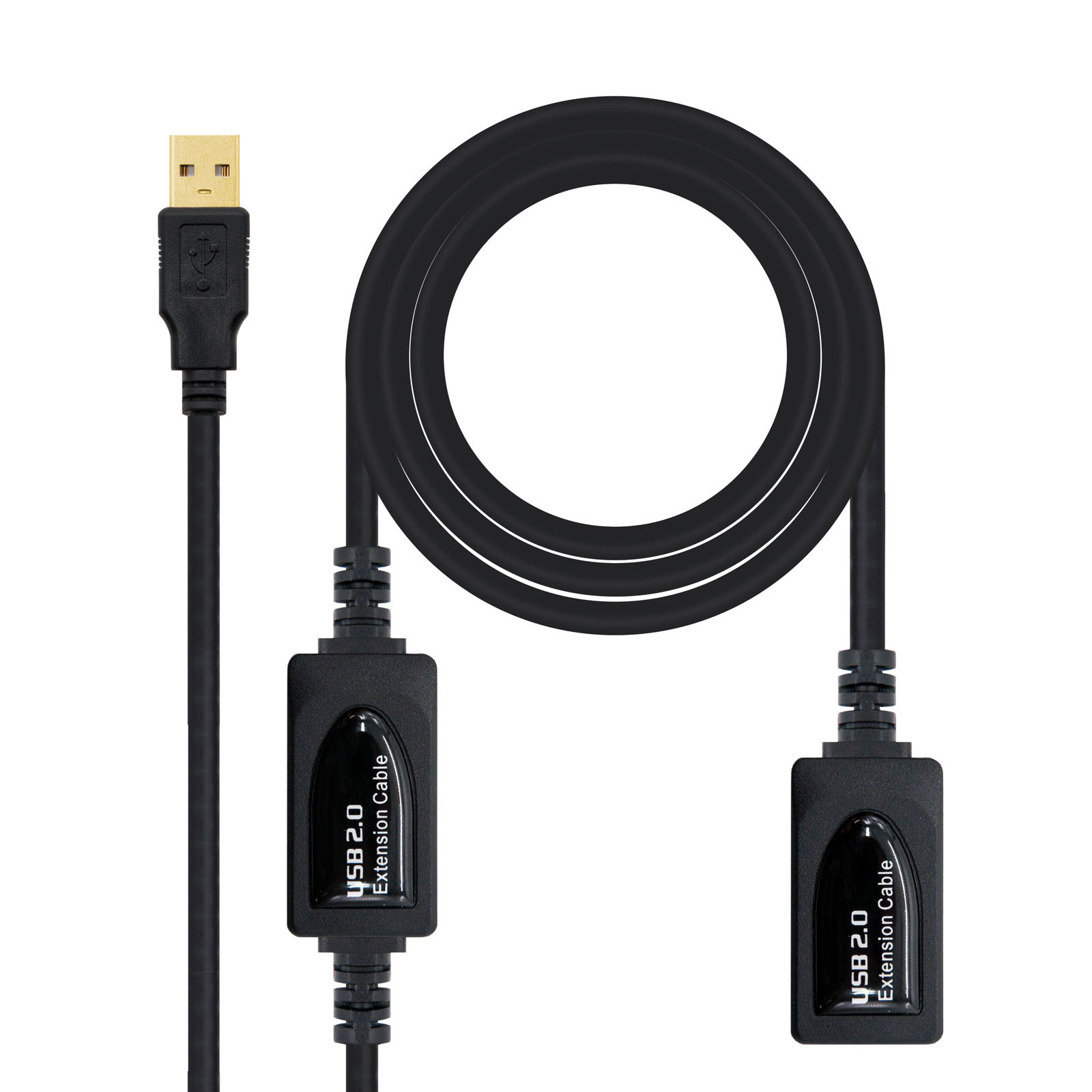 NANOCABLE CABLE USB 2.0 PROLONGADOR CON AMPLIFICADOR, TIPO A/M-A/H, 10 M, 10 m, USB A, USB A, USB 2.0, Macho/Hembra, Negro