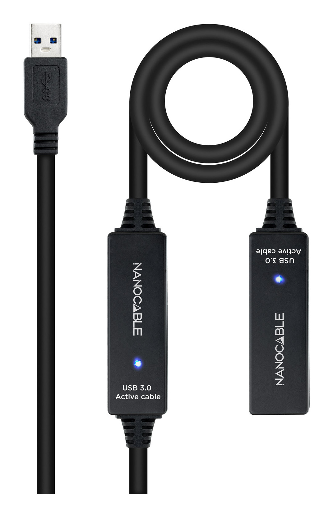 NANOCABLE Cable USB 3.0 prolongador con amplificador, tipo A/M-A/H, 15m, 15 m, USB A, USB A, USB 3.2 Gen 1 (3.1 Gen 1), 5 Gbit/s, Negro