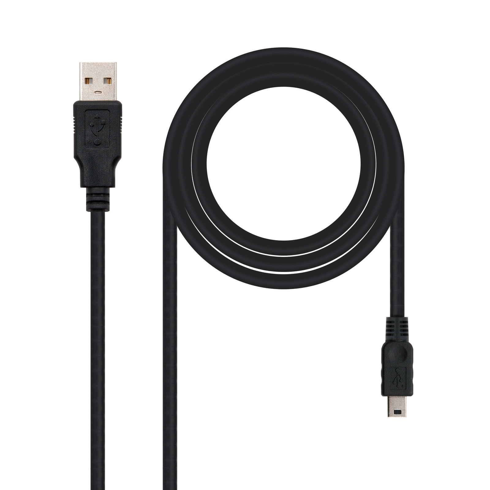 NANOCABLE CABLE USB 2.0, TIPO A/M-MINI USB 5PIN/M, 1.0 M, 1 m, USB A, Mini-USB B, USB 2.0, Macho/Macho, Negro