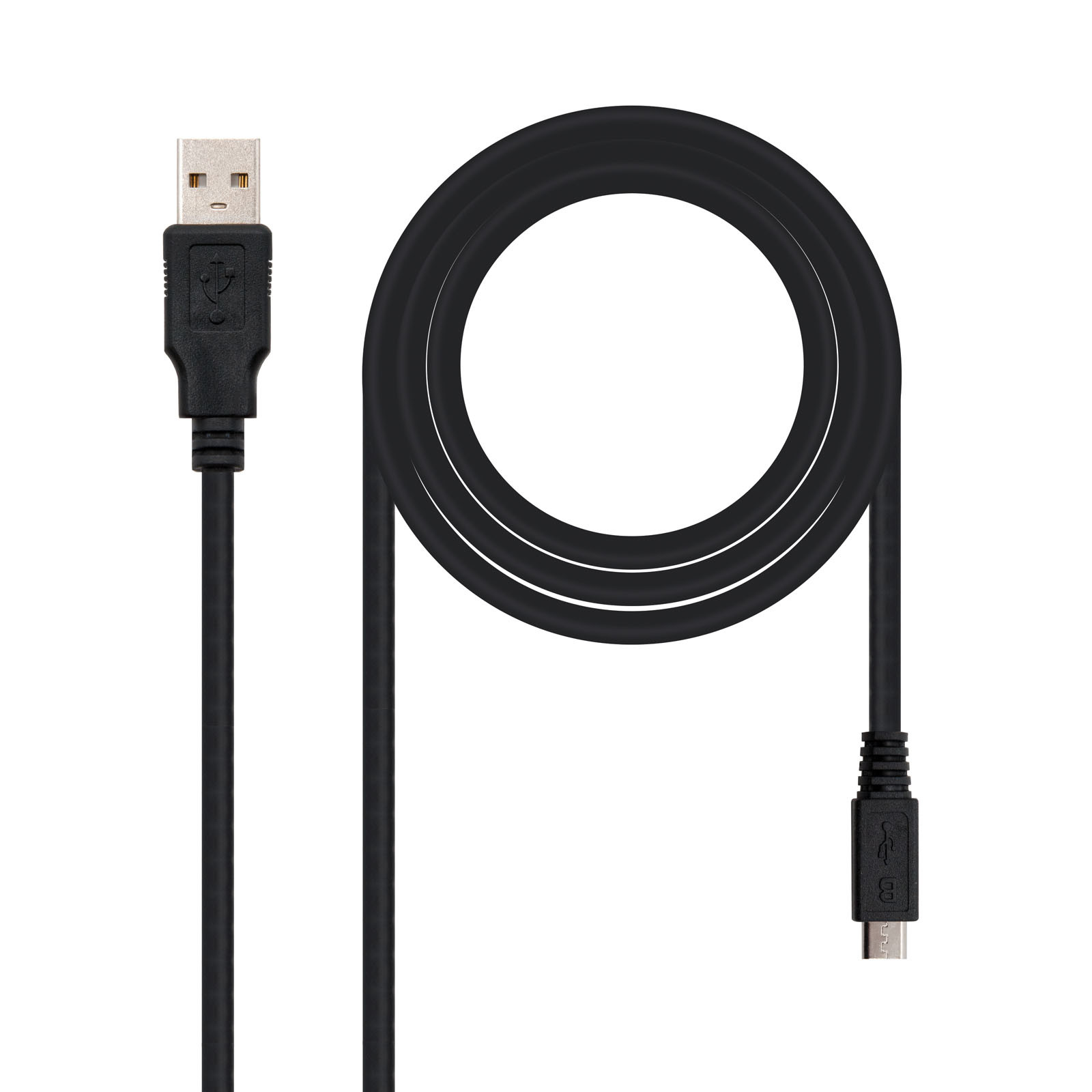 NANOCABLE CABLE USB 2.0, TIPO A/M-MICRO USB B/M, 0.8 M, 0,8 m, USB A, Micro-USB B, USB 2.0, Macho/Macho, Negro