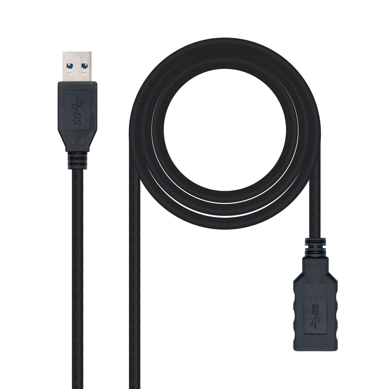 NANOCABLE CABLE USB 3.0, TIPO A/M-A/H, NEGRO, 1.0 M, 1 m, USB A, USB A, USB 3.2 Gen 1 (3.1 Gen 1), Macho/Hembra, Negro