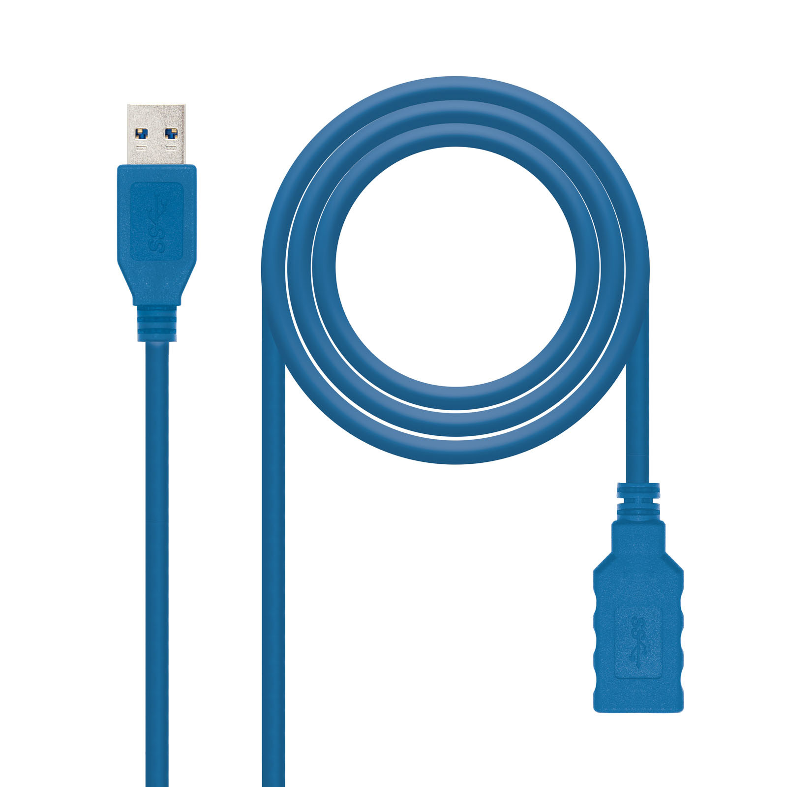 NANOCABLE CABLE USB 3.0, TIPO A/M-A/H, AZUL, 2.0 M, 2 m, USB A, USB A, USB 3.2 Gen 1 (3.1 Gen 1), Macho/Hembra, Azul