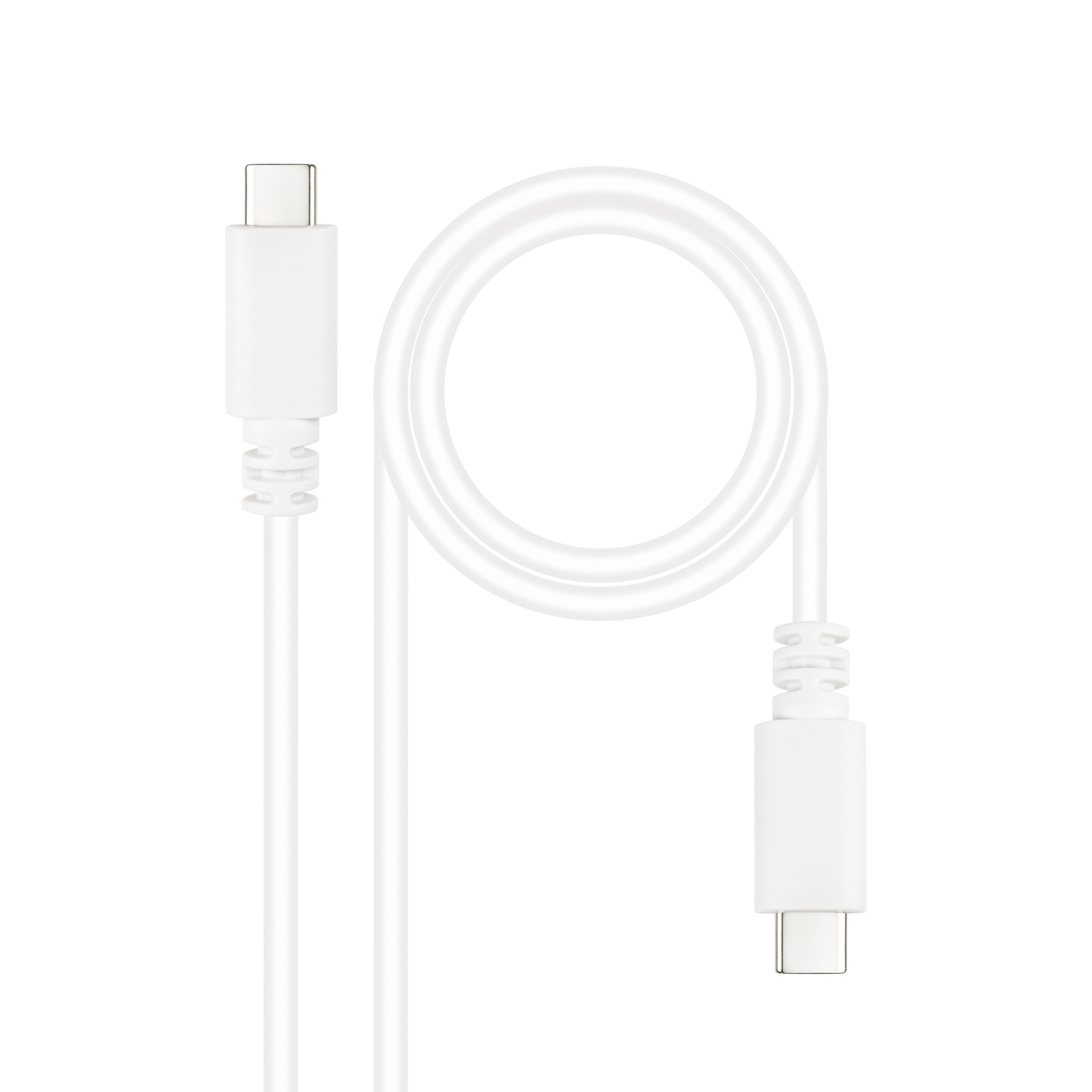 NANOCABLE Cable USB 2.0 3A, tipo USB-C/M-USB-C/M, Blanco, 1 m, 1 m, USB C, USB C, USB 2.0, 0,48 Gbit/s, Negro, Blanco