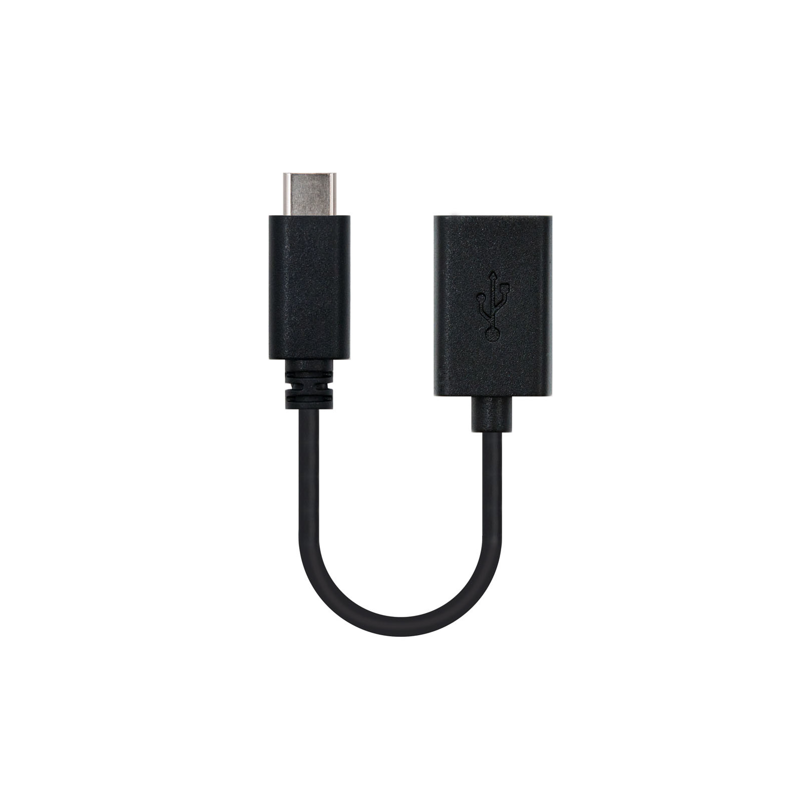 NANOCABLE USB 2.0, 0.15m, 0,15 m, USB C, USB A, USB 2.0, Macho/Hembra, Negro