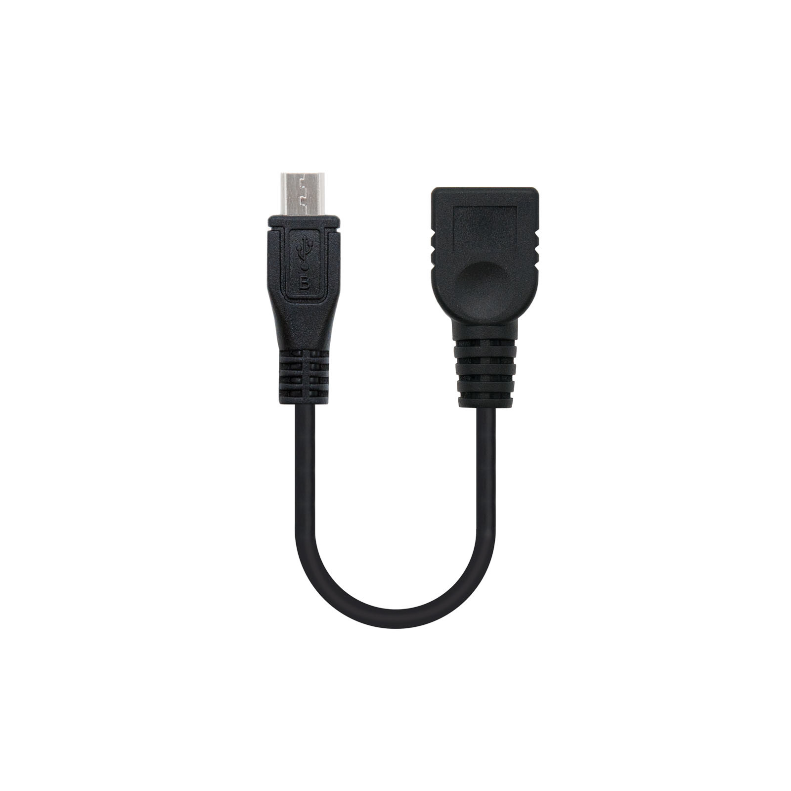 NANOCABLE CABLE USB 2.0 OTG, TIPO MICRO B/M-A/H, NEGRO, 15 CM, 0,15 m, Micro-USB B, USB A, USB 2.0, Macho/Hembra, Negro