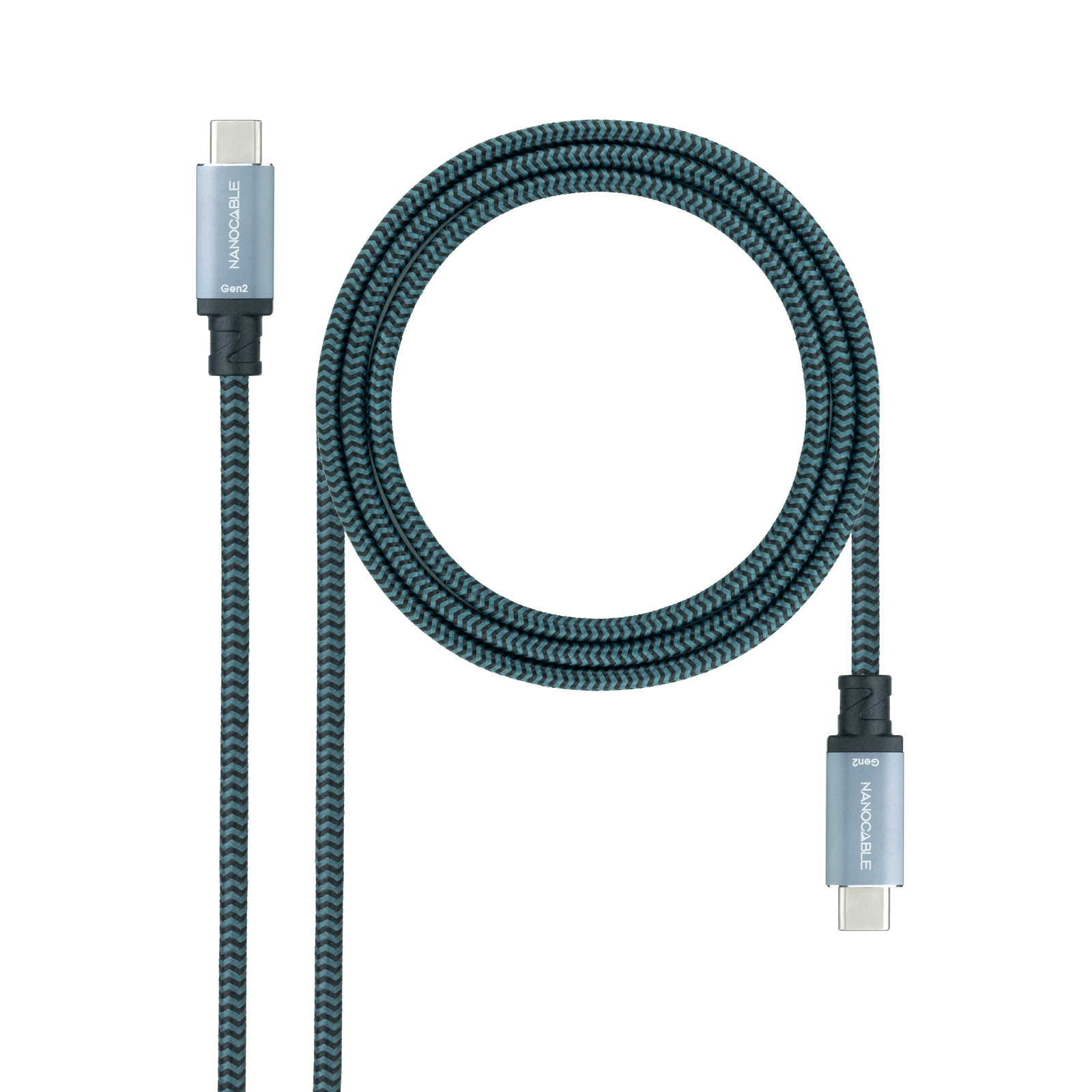 NANOCABLE Cable USB 3.2 Gen2x2 20Gbps 5A/100W, 4K/60Hz, USB-C/M-USB-C/M, Gris/Negro, 3 m, 3 m, USB C, USB C, USB 3.2 Gen 2x2, 20 Gbit/s, Negro, Gris