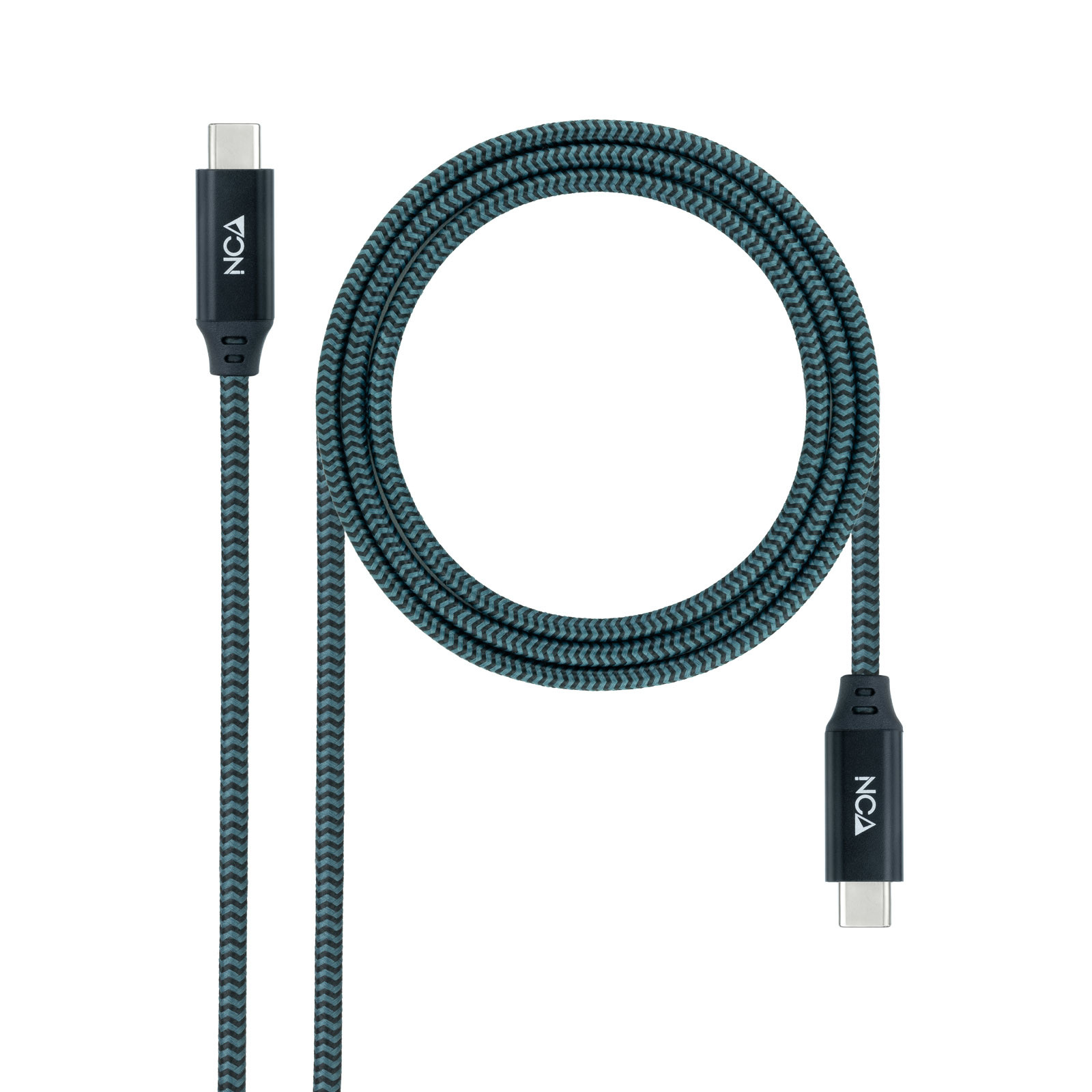 NANOCABLE Cable USB 3.2 Gen2x2 20Gbps 5A/100W 4K/60Hz USB-C/M-USB-C/M, Gris/Negro, 2 m, 2 m, USB C, USB C, USB4 Gen 2x2, 20 Gbit/s, Verde azulado, Negro, Gris