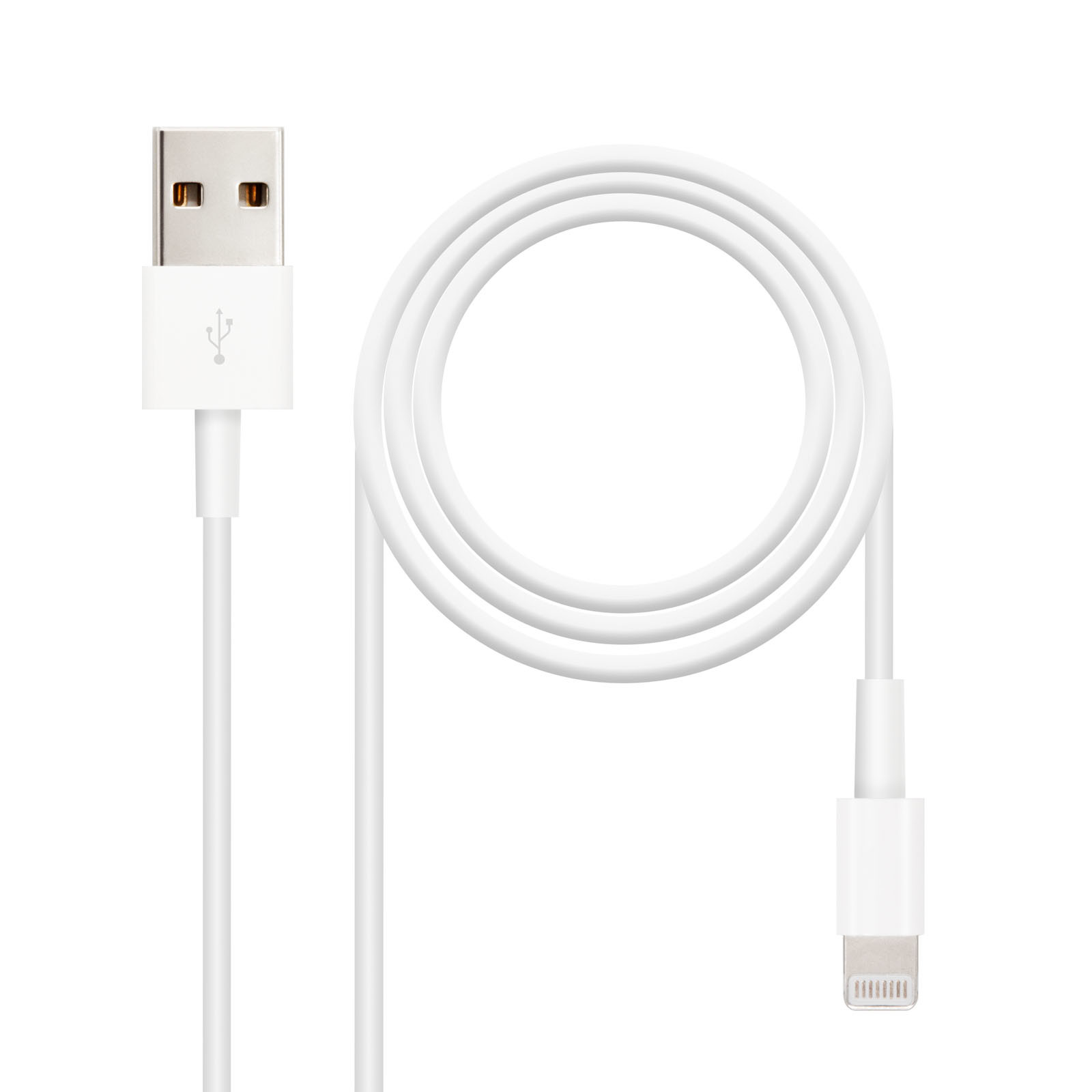 NANOCABLE CABLE LIGHTNING IPHONE A USB 2.0, IPHONE LIGHTNING-USB A/M, 1.0 M, 1 m, Lightning, USB A, Blanco, USB 2.0, RoHS