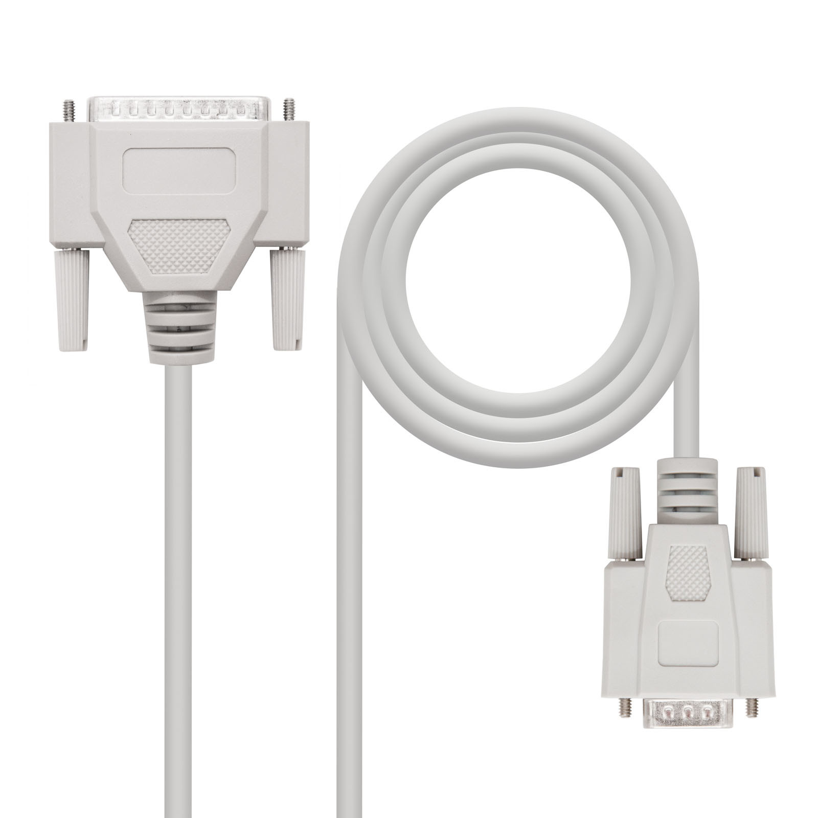 NANOCABLE CABLE SERIE NULL MODEM DB9/H-DB25/M 1.8 M, Beige, 1,8 m, DB25, DB9, Macho, Hembra