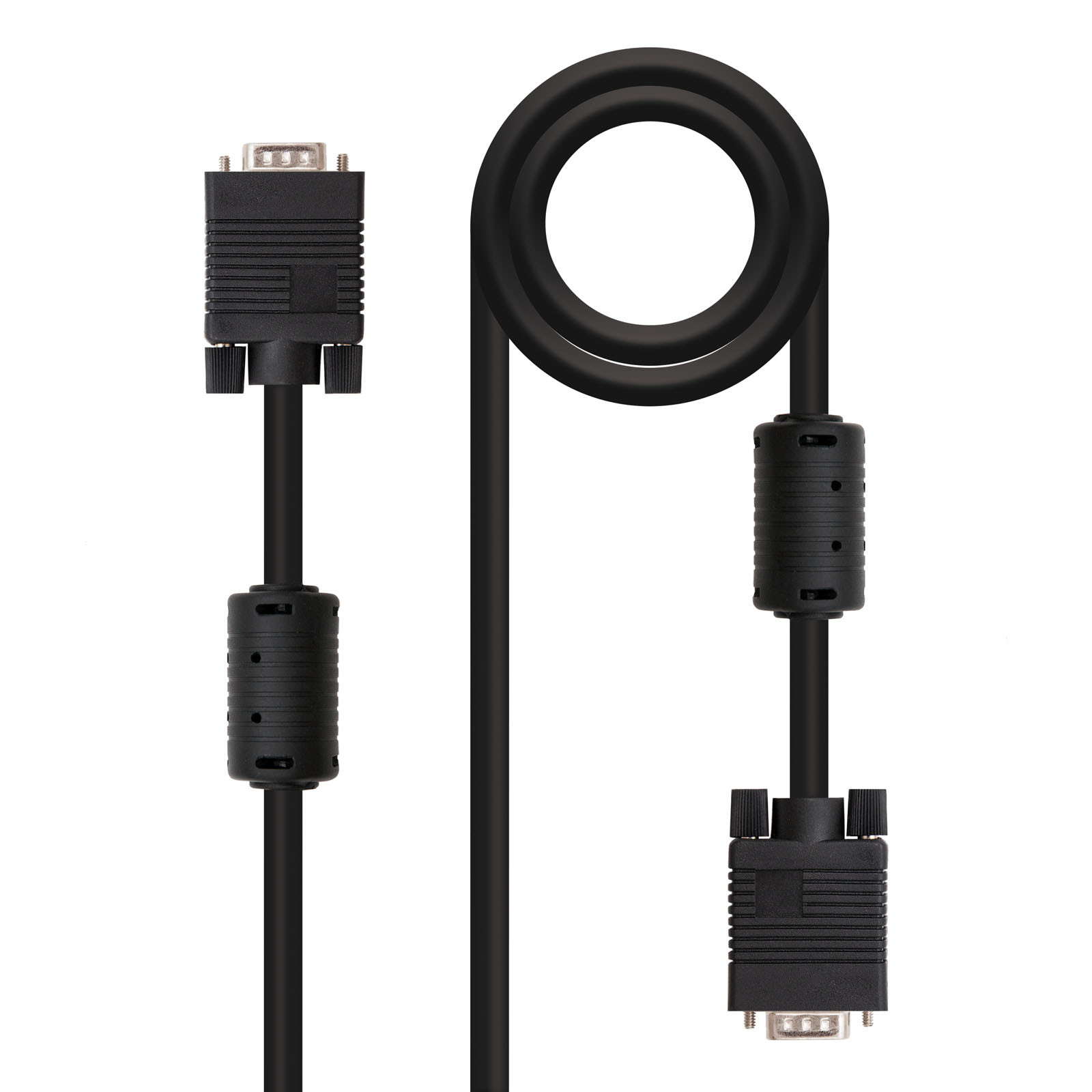 NANOCABLE CABLE SVGA CON FERRITA HDB15/M-HDB15/M 3.0 M, 3 m, VGA (D-Sub), VGA (D-Sub), Macho, Macho, Negro