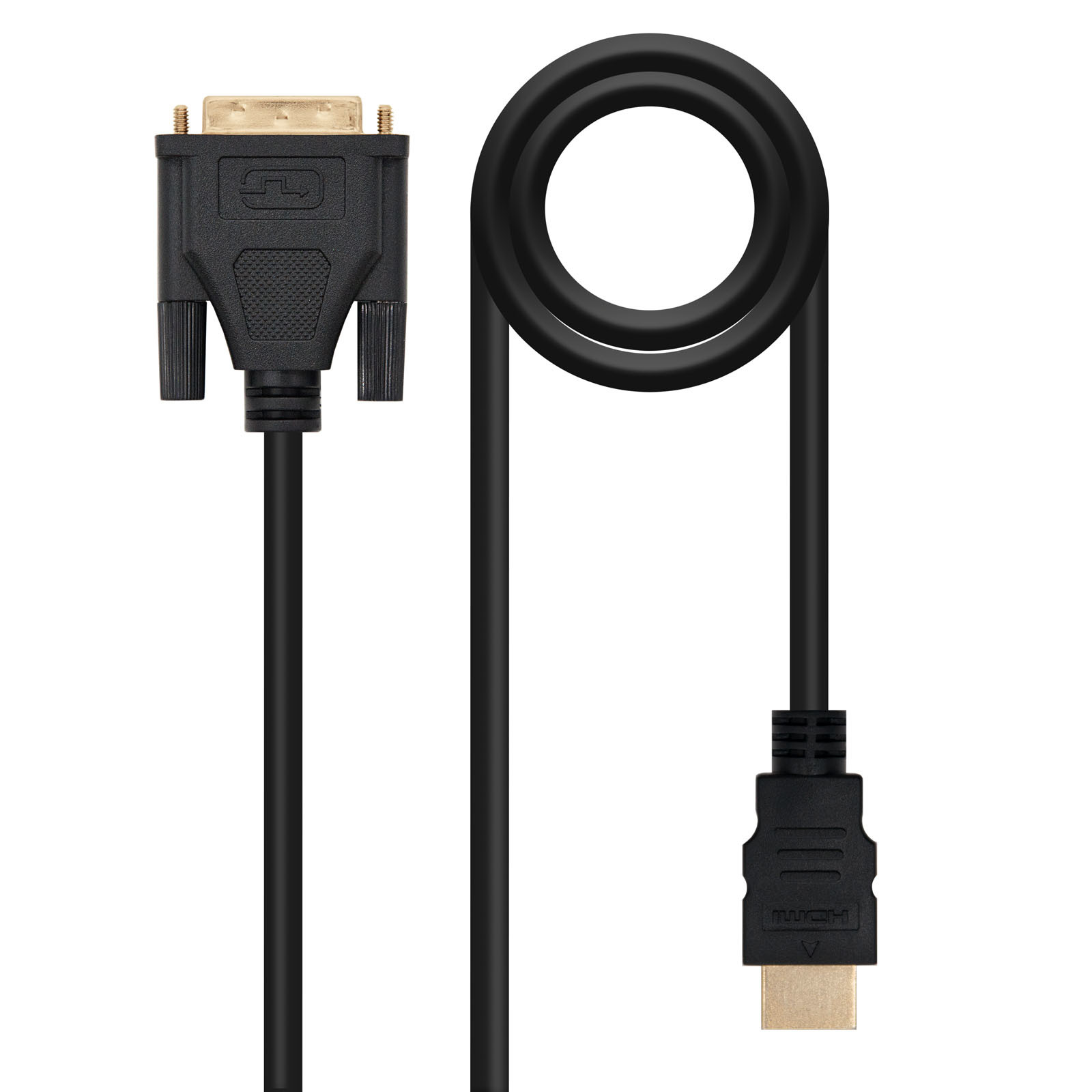 NANOCABLE HDMI - DVI, 3m, 3 m, DVI, HDMI tipo A (Estandar), Macho, Macho, Oro