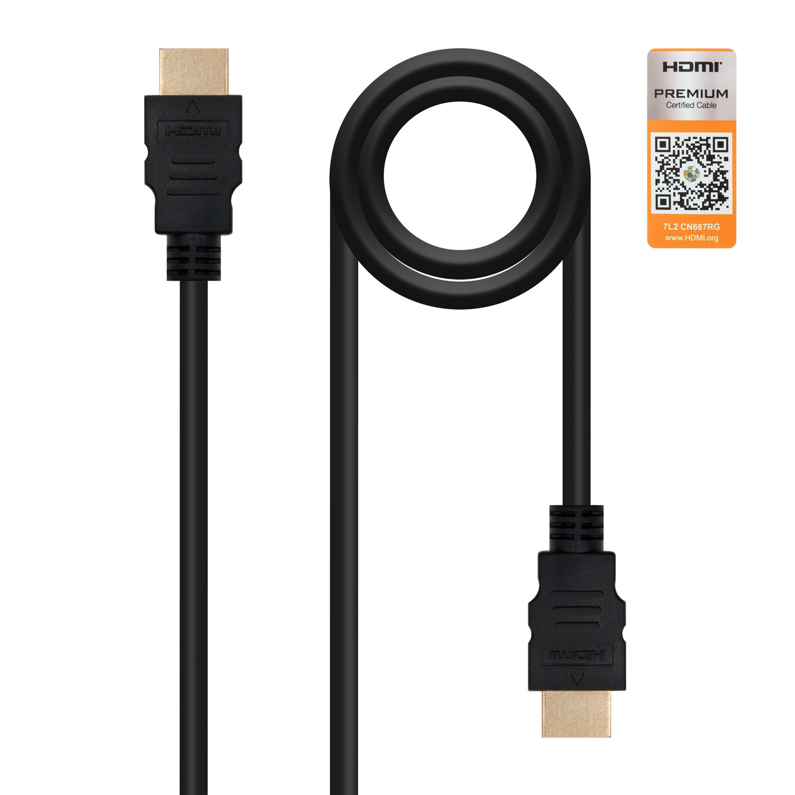 NANOCABLE HDMI V2.0, 1m, 1 m, HDMI tipo A (Estandar), HDMI tipo A (Estandar), 3840 x 2160 Pixeles, 3D, Negro