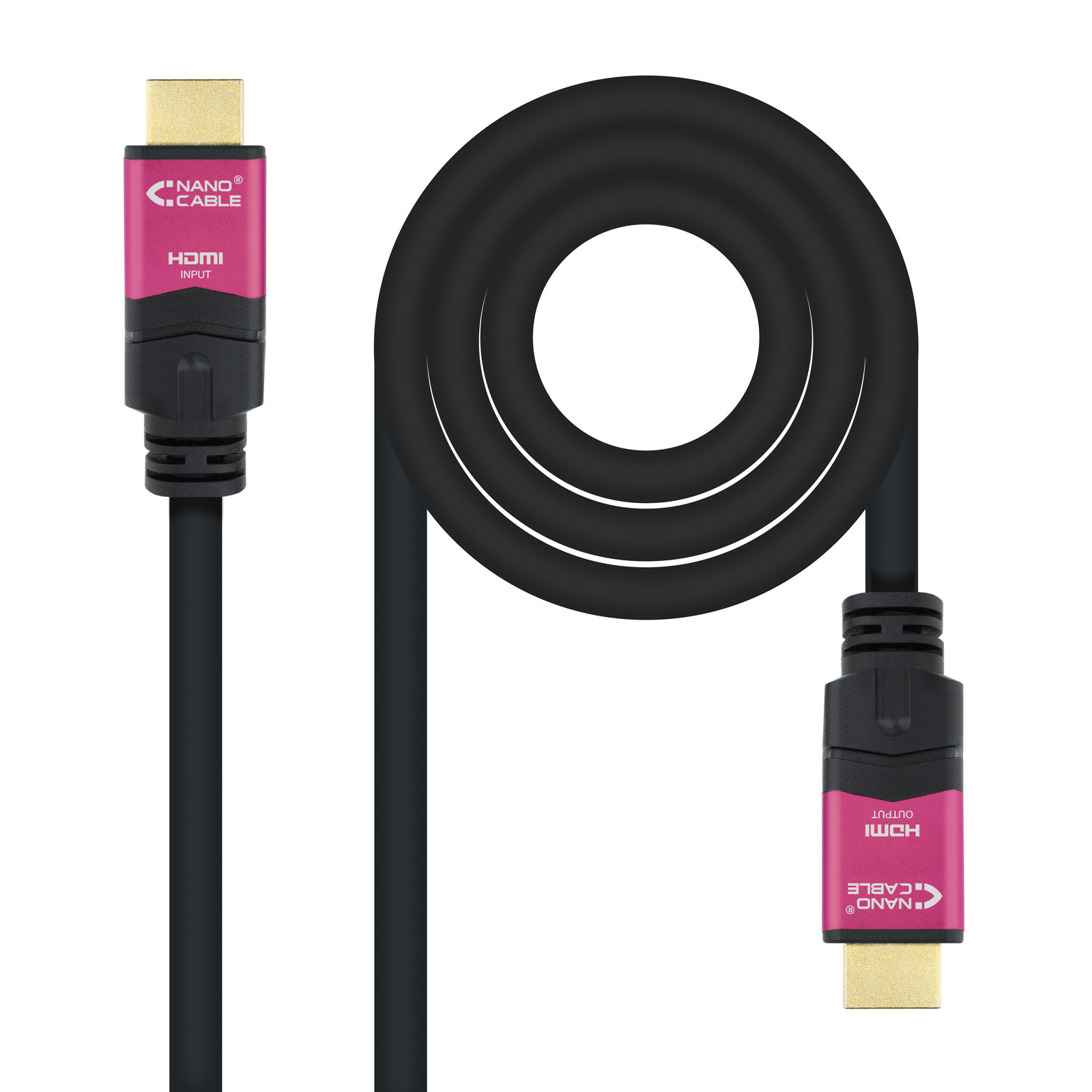 NANOCABLE 10.15.3715, 15 m, HDMI tipo A (Estandar), HDMI tipo A (Estandar), 3D, Canal de retorno de audio (ARC), Negro, Rosa