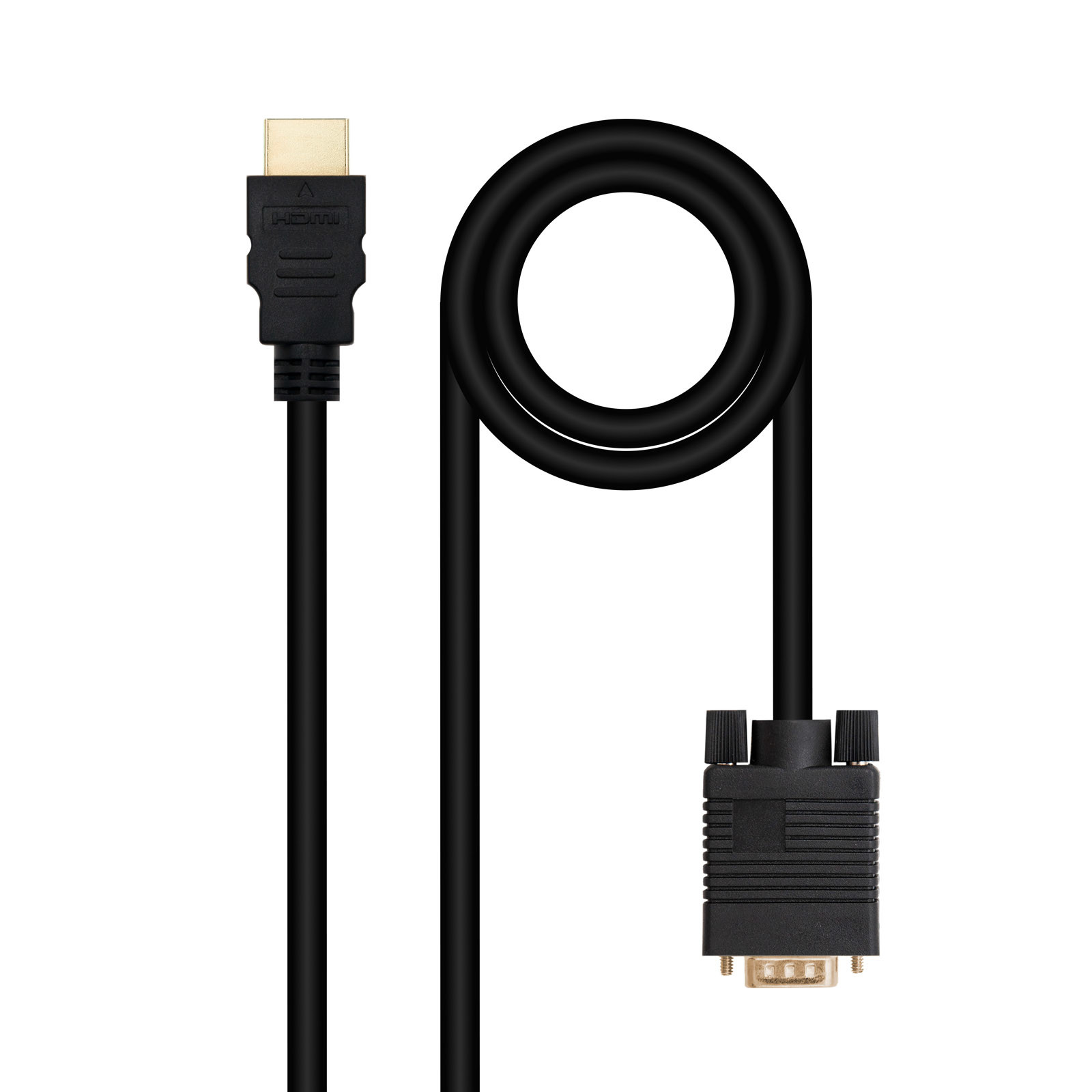 NANOCABLE Cable Conversor HDMI a VGA, 1.8 m, Negro, 1,8 m, HDMI tipo A (Estandar), VGA (D-Sub), Macho, Macho, Derecho