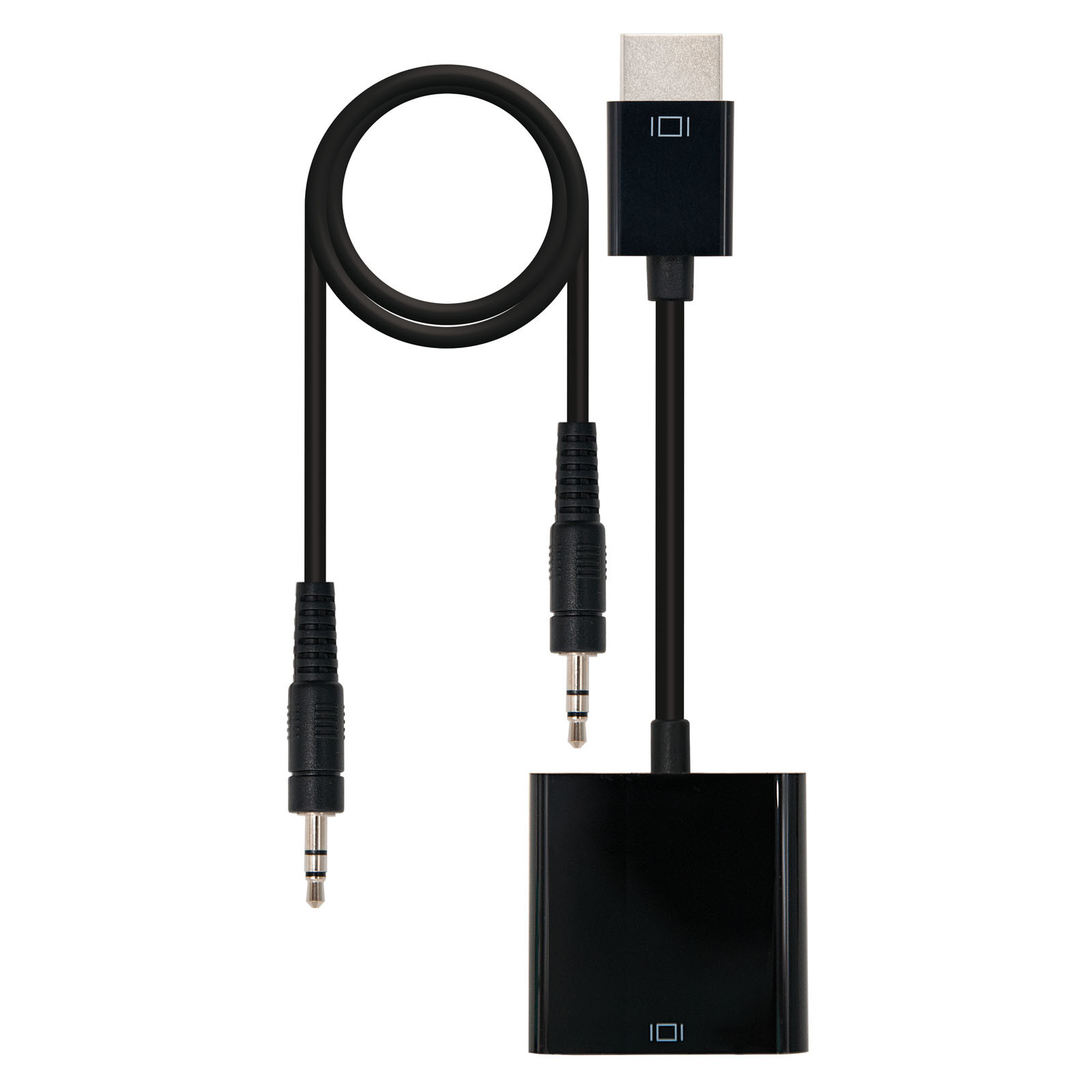 NANOCABLE CONVERSOR HDMI A SVGA+AUDIO, HDMI/M-SVGA/H+3.5/H, NEGRO, 10 CM+1.0 M, 0,1 m, 1080p, 165 MHz, Negro, RoHS
