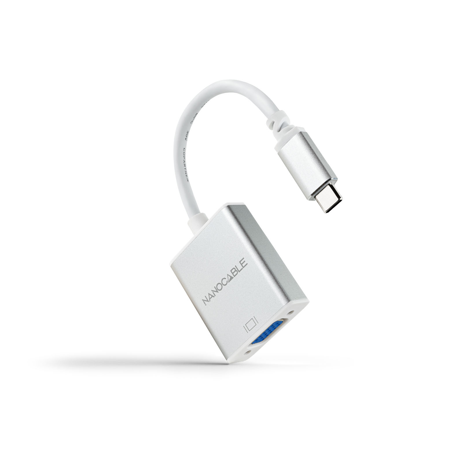 NANOCABLE Conversor USB-C a VGA. USB-C/M-VGA/H, Aluminio 10 cm, 3.2 Gen 1 (3.1 Gen 1), USB Tipo C, 1920 x 1200 Pixeles
