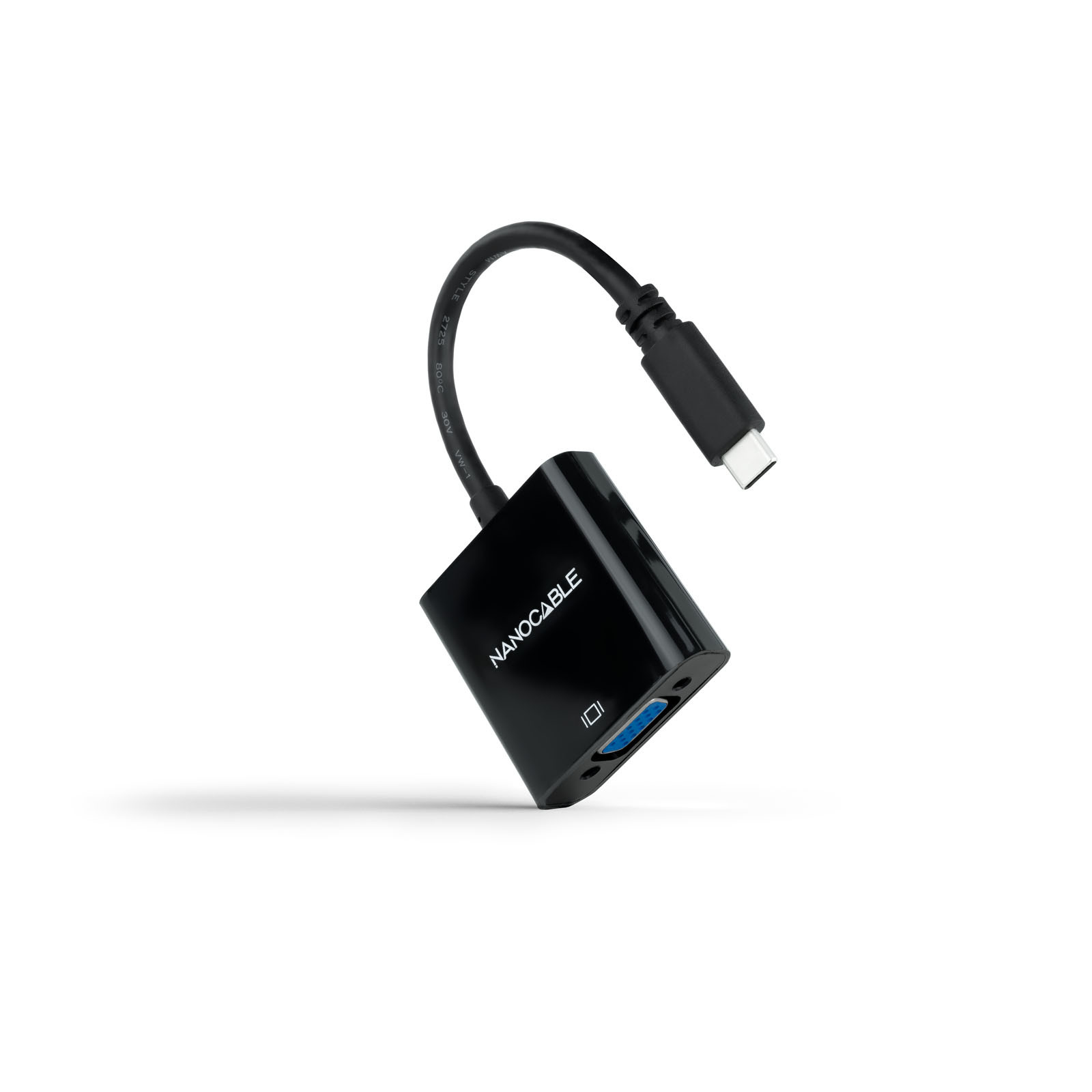NANOCABLE Conversor USB-C a VGA, USB-C/M-VGA/H, Negro, 10 cm, 3.2 Gen 1 (3.1 Gen 1), USB Tipo C, 1920 x 1200 Pixeles