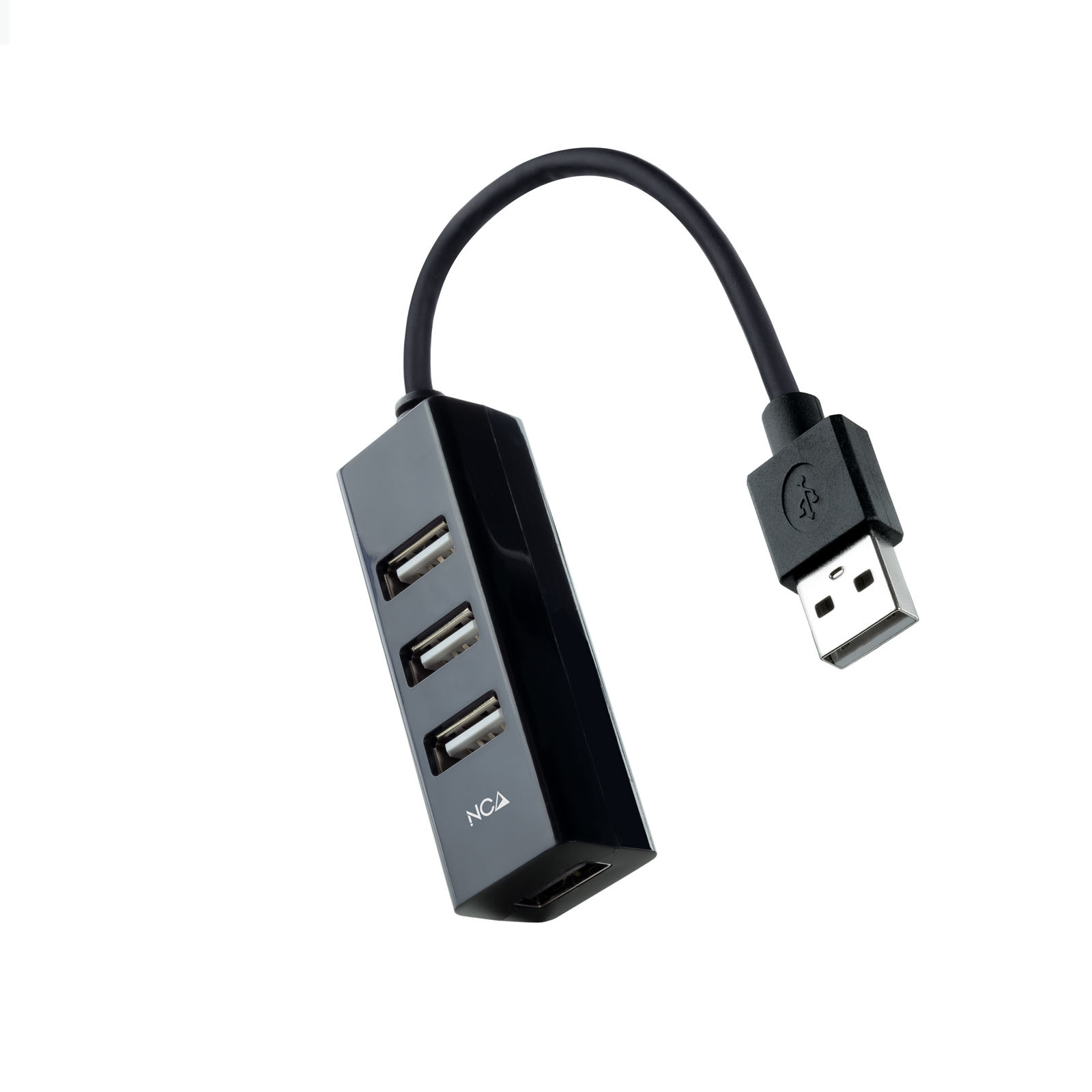 NANOCABLE Hub USB 2.0 con 4 Puertos de USB 2.0, USB-A/M-USB 2.0/H, Negro, 15 cm, USB 2.0, USB 2.0, Negro, 0,15 m, 20 mm, 65 mm