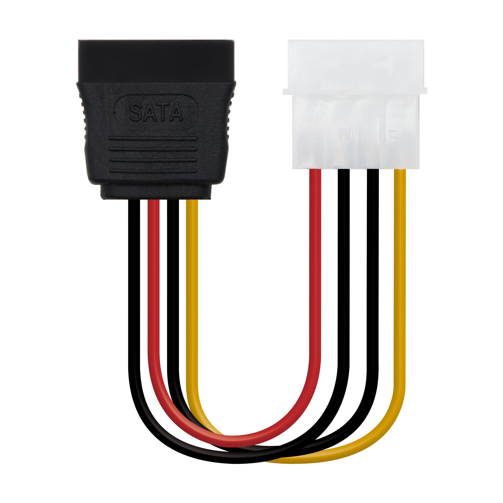 NANOCABLE CABLE SATA ALIMENTACION 5.25"(MOLEX 4PIN)/M-SATA/H 16CM OEM, Molex (4-pin), SATA de 15 pines, 0,16 m, Macho, Hembra, Derecho