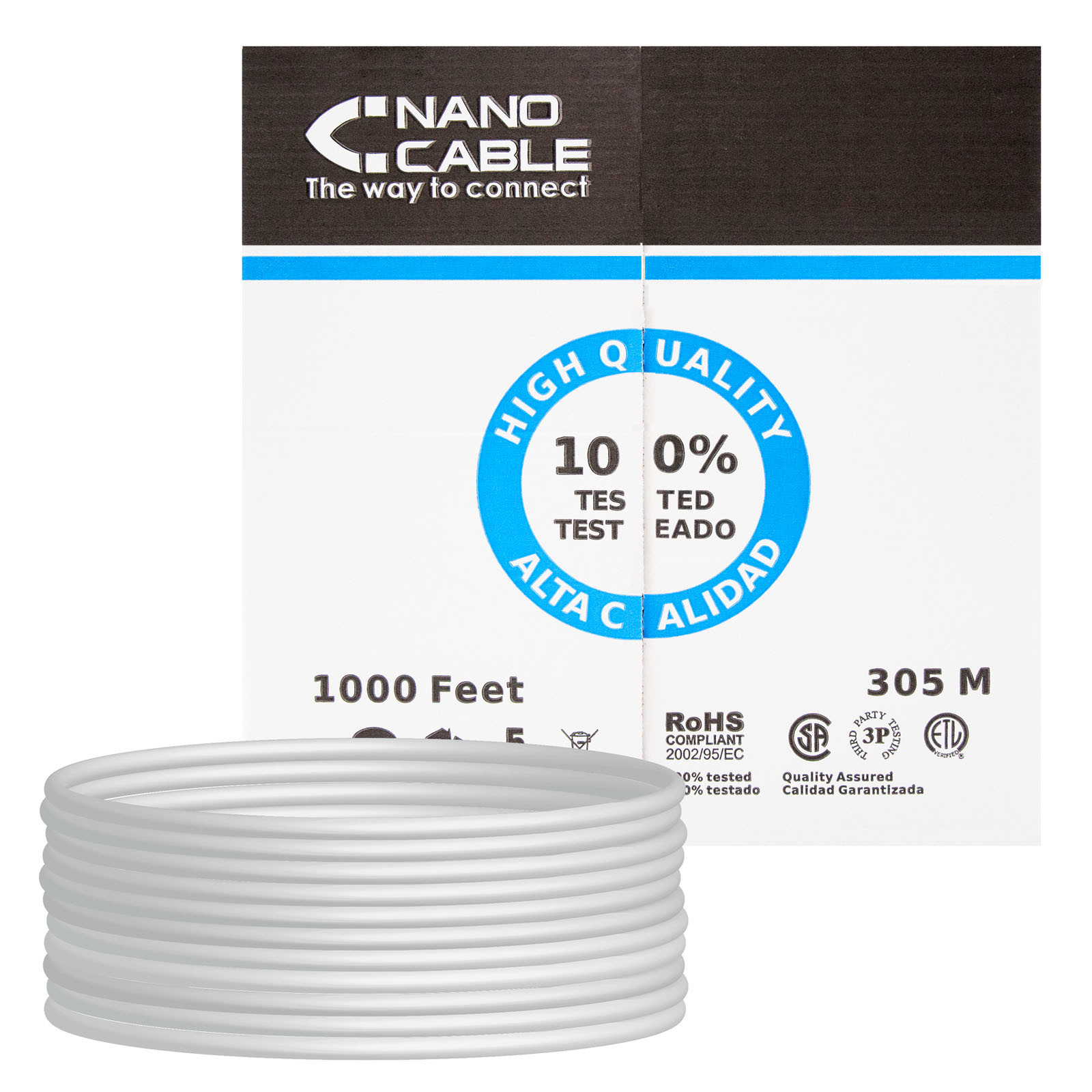 NANOCABLE CABLE RED RJ45 CAT.5E UTP RIGIDO AWG24, 305 M, 305 m, Cat5e, U/UTP (UTP), Gris