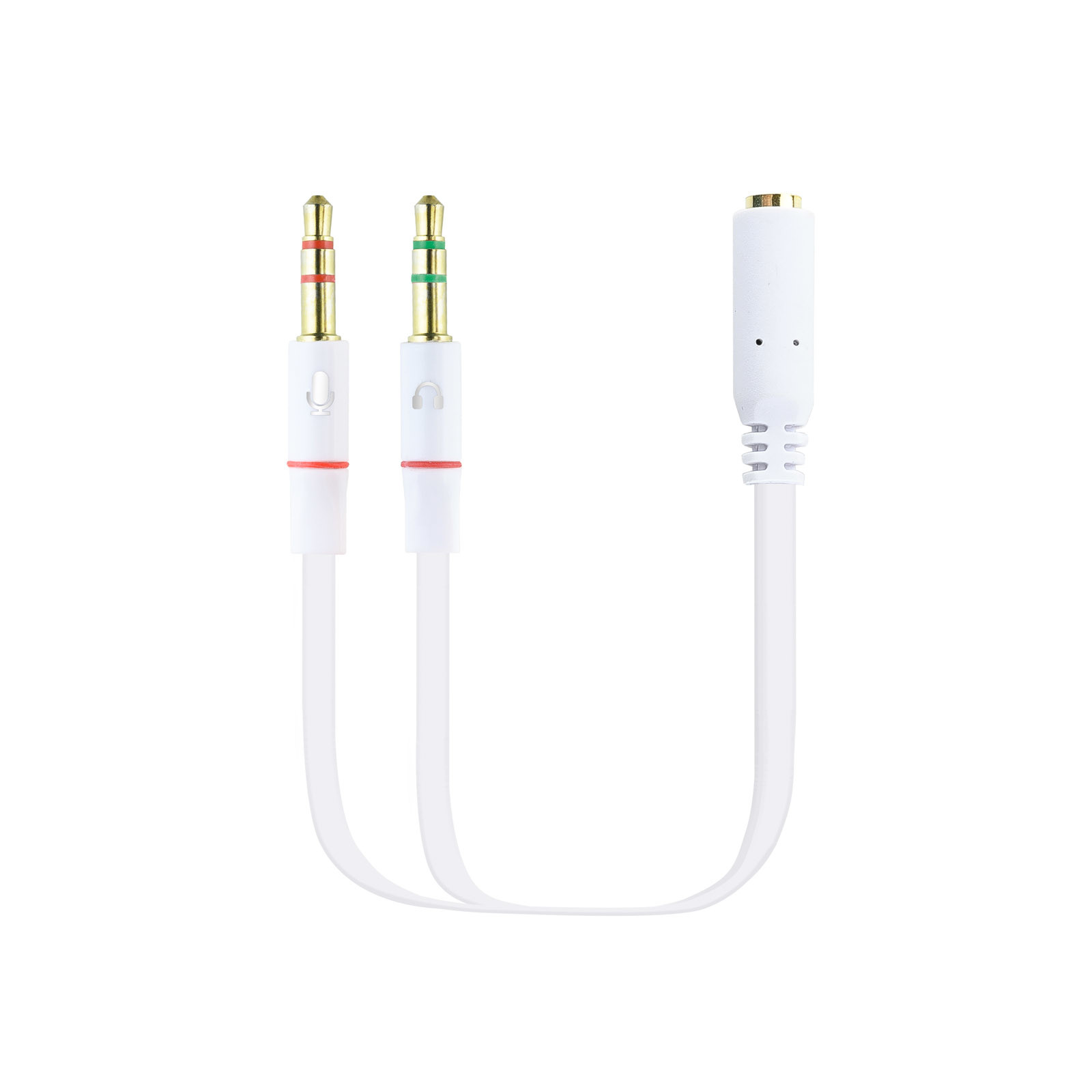 NANOCABLE Cable Adaptador Audio Jack 3.5/H de 4 Pines a 2 Jack 3.5/M de 3 Pines, Blanco, 20 Cm, 2 x 3.5mm, Macho, 3,5mm, Hembra, 0,2 m, Blanco