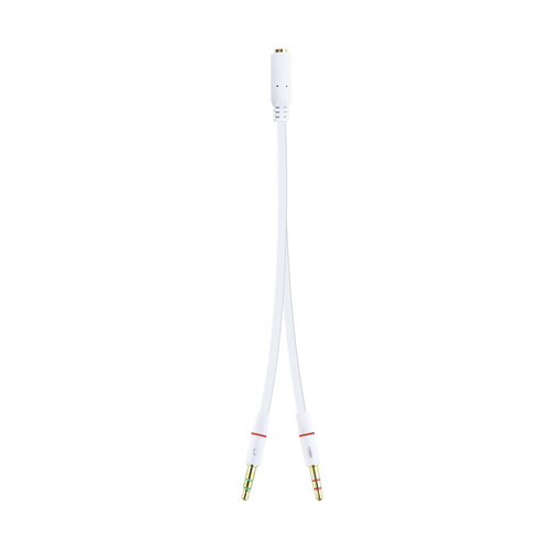 NANOCABLE Cable Adaptador Audio Jack 3.5/H de 4 Pines a 2 Jack 3.5/M de 3 Pines, Blanco, 20 Cm, 2 x 3.5mm, Macho, 3,5mm, Hembra, 0,2 m, Blanco