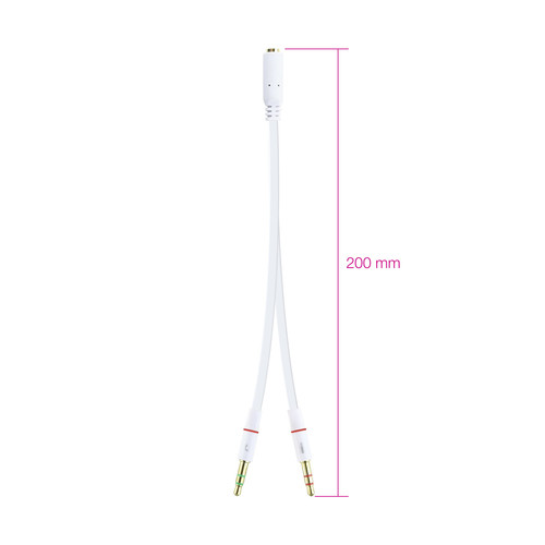 NANOCABLE Cable Adaptador Audio Jack 3.5/H de 4 Pines a 2 Jack 3.5/M de 3 Pines, Blanco, 20 Cm, 2 x 3.5mm, Macho, 3,5mm, Hembra, 0,2 m, Blanco
