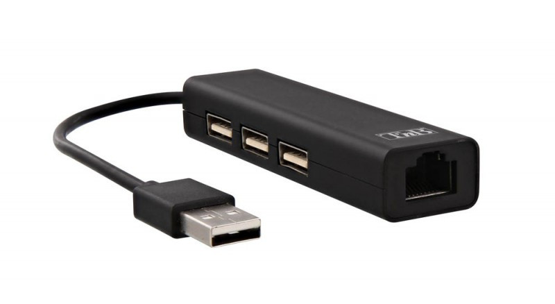 TNB Hub with 3 USB 2.0 ports and RJ45 female port - Black