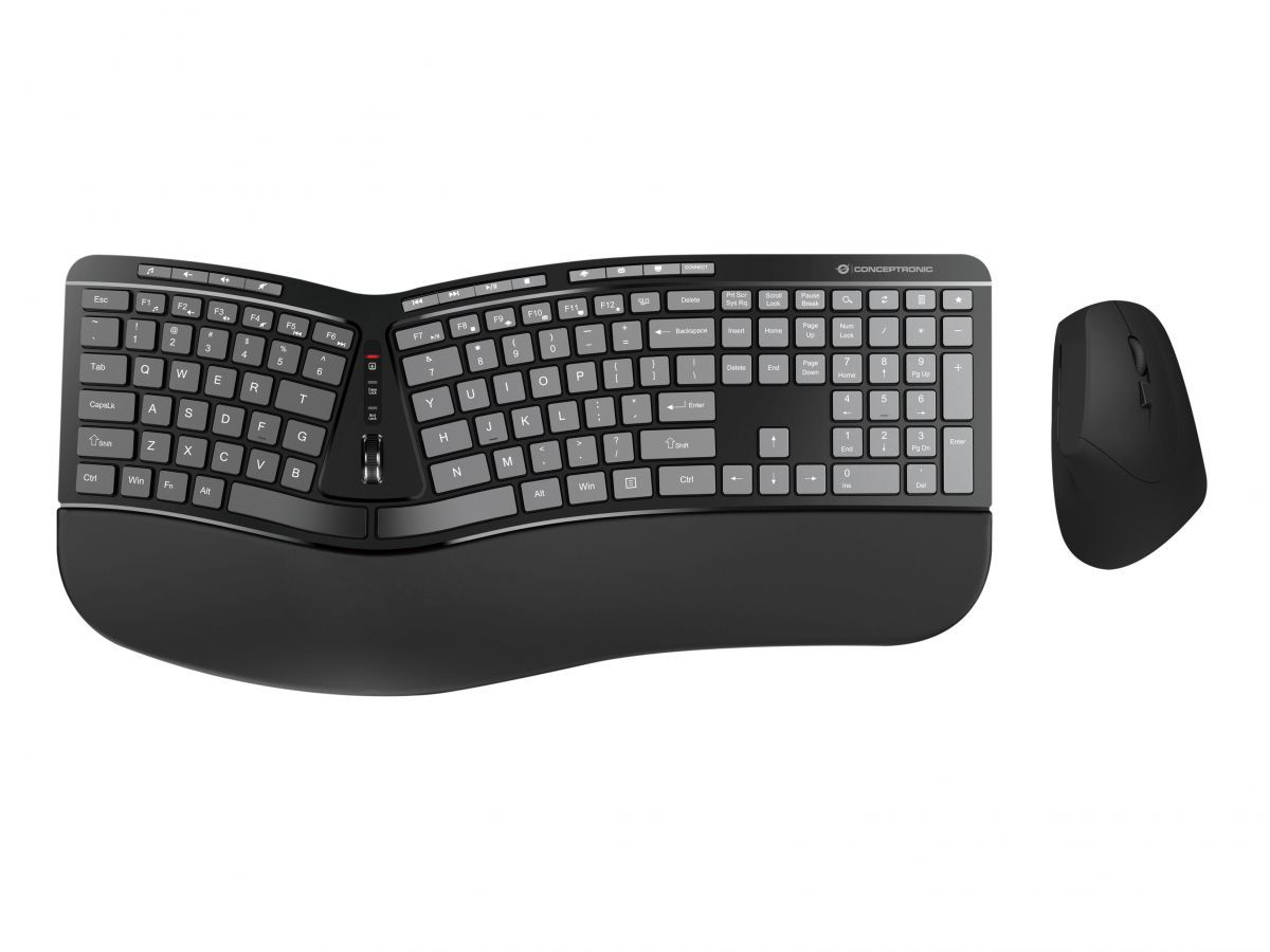 CONCEPTRONIC Kit de Teclado y Raton Ergonomico Inalambrico ORAZIO02ES