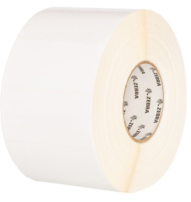 ZEBRA Label, Polypropylene, 50.8x25.4mm, Direct Thermal, PolyPro 4000D, Permanent Adhesive, 19mm Core, Perforation and Black Mark