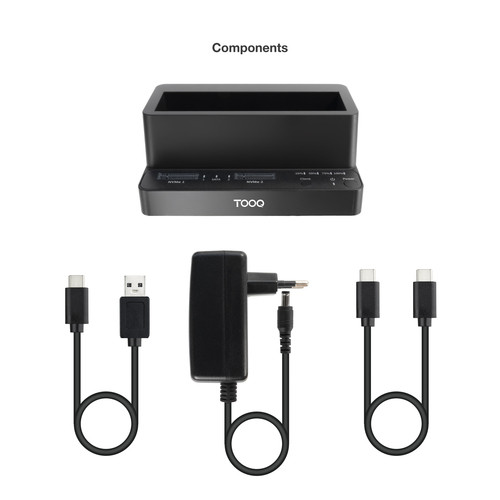 TOOQ DOCK 2xSSD M.2 NVMe+1xSATA 2,5"/3,5" USB 3.2 CLONE