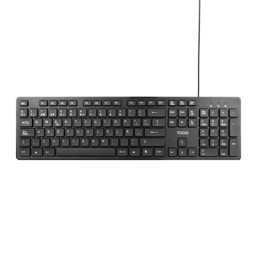 TOOQ TECLADO SILENCIOSO USB 105 TECLAS, NEGRO