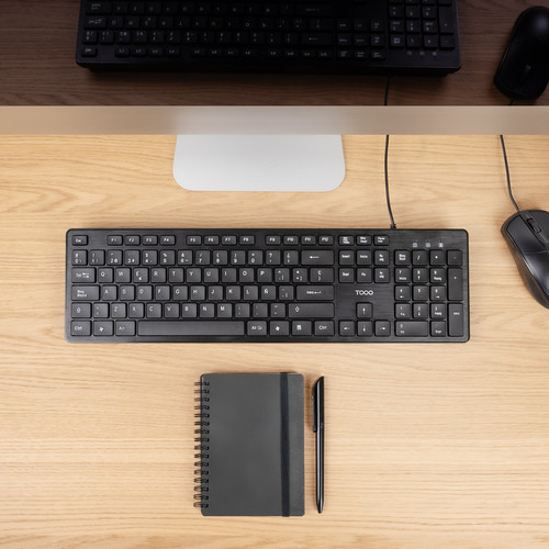 TOOQ TECLADO SILENCIOSO USB 105 TECLAS, NEGRO