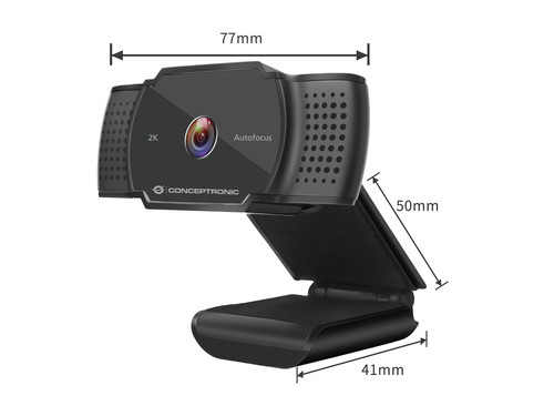 CONCEPTRONIC Camara web AMDIS02B 2K Super HD con enfoque automatico y microfono AMDIS02B 2K Super HD Autofocus Webcam with Microphone