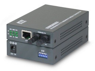 KTI PoE/PD 10/100TX to 100FX media converter, multimode, SC, 2Km (Agilent/Avago)