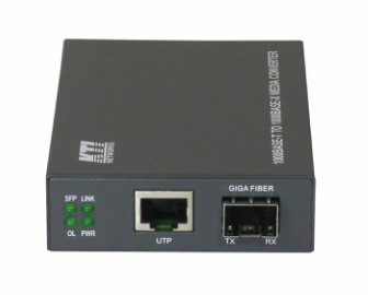 KTI 1000T to 1000 Fiber media converter, with SFP/mini-GBIC empty-slot, base unit